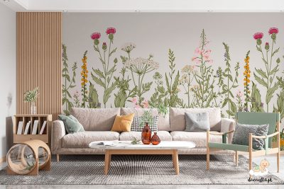 Kolorowe zioła, tapeta do pokoju dziecięcego lub innego wnętrza